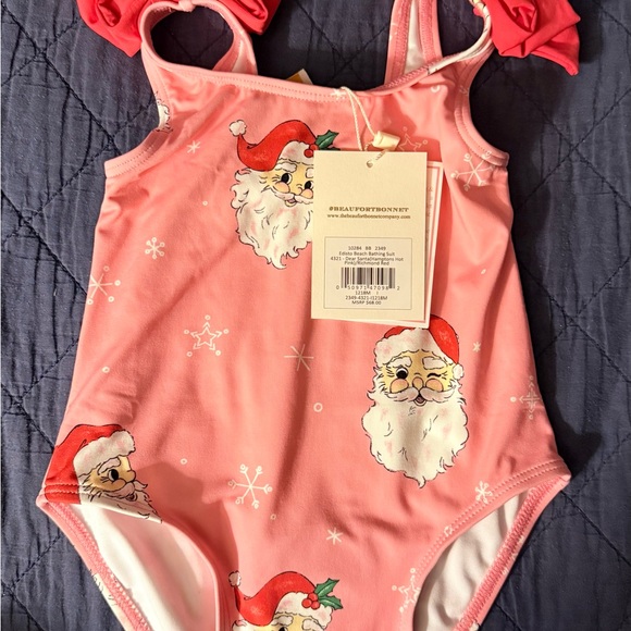 The Beaufort Bonnet Company Pink Santa Kids Swim One Piece - Picture 2 of 2